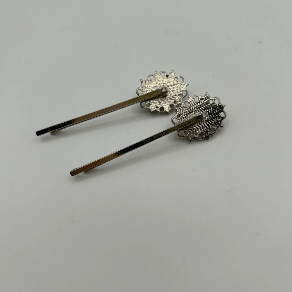 Unbranded Hair Pins Women OS Silver Faux Pearl Rhinestone Bobby Pin Set 2pc